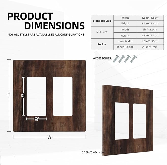 Decorative Outlet Covers Rustic Farmhouse Brown Wood Barn Door 2 Gang Light - Image 4