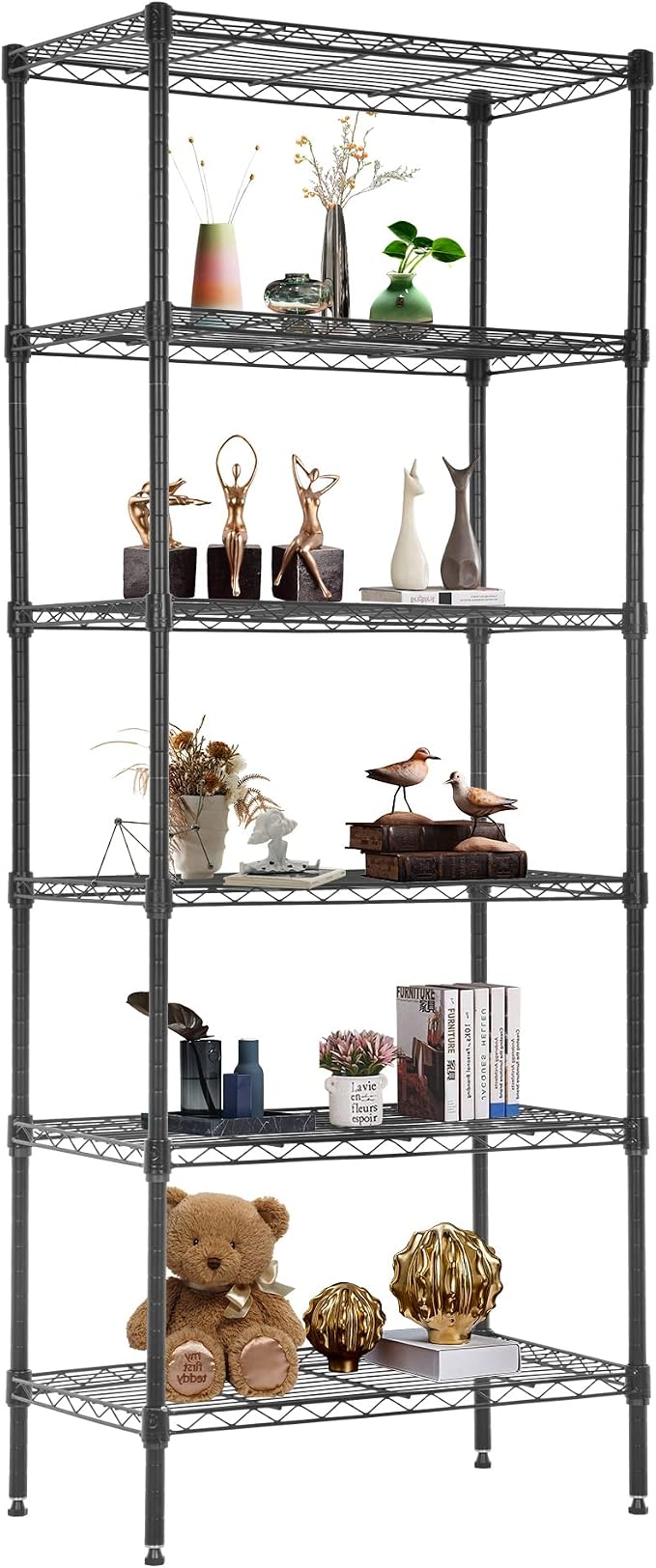 FDW 6 Tier Wire Shelving Units Adjustable Metal Storage Rack 23L x 13W x 59H by FDW