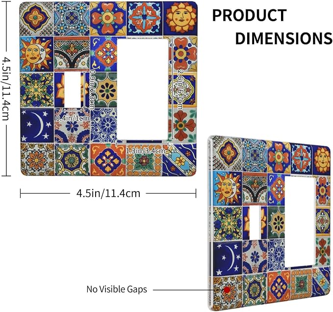 Outlet Covers Mid Century Talavera Shaped Tiles 1 Toggle 1 Rocker Combination - Image 4