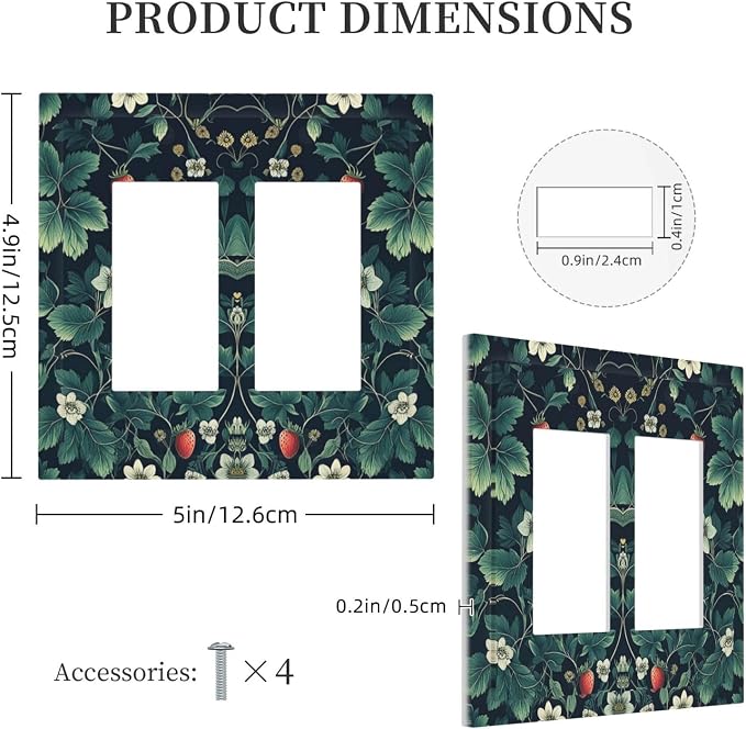 Decorative Outlet Covers Strawberry Birds Flowers Plant Morris Floral 2 Gang - Image 5