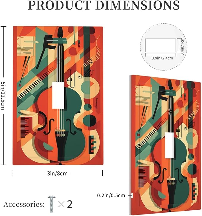 Decorative Light Switch Cover Violin Abstract Jazz Colorful Painting 1 Gang - Image 5
