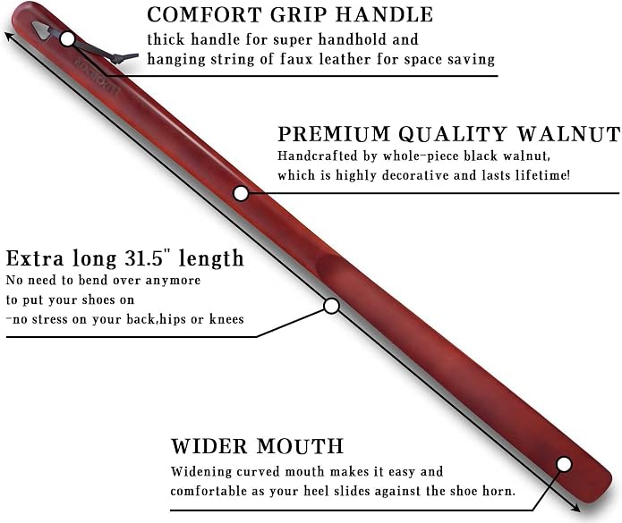 Luxdecor Long Handled Wooden Shoehorns-24in Wooden Long Handle Shoe Horn - Image 4