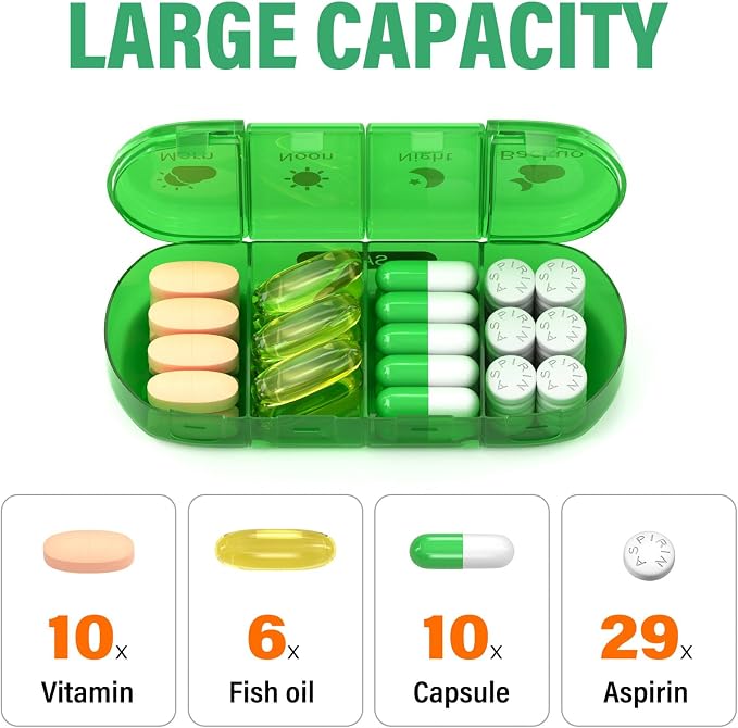 Weekly Pill Organizer 4 Times a Day, 7 Day Pill Box 4X, Portable - Image 2