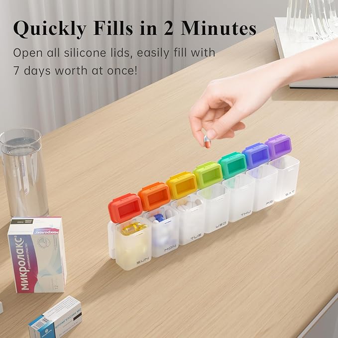 Weekly Pill Organizer Magnetic, Removable Pill Box 7 Day 1 Time a Day, Large - Image 6