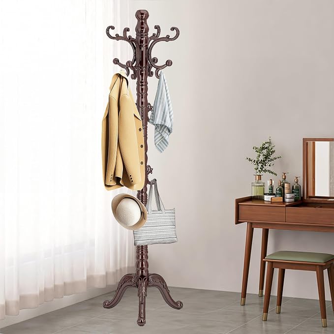 Wooden Coat Rack Stand, Vintage Wood Coat Rack Freestanding - Image 7