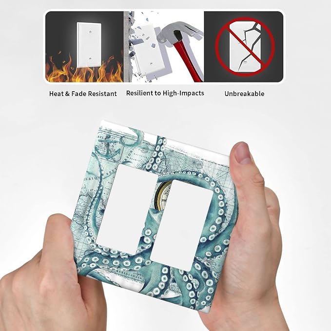 Outlet Covers Vintage Nautical Octopus Eyes Funny Ocean Kraken Double - Image 6