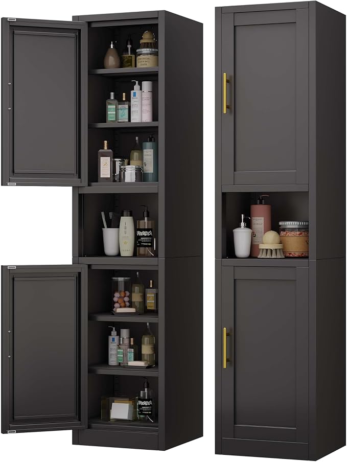 67" Tall Narrow Storage Cabinet Metal Bathroom Cabinet by pozdeg