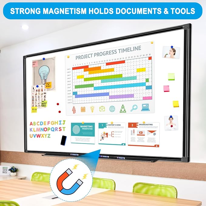 H-Qprobd 60"x40" White Board for Wall Large Magnetic Dry Erase Board - Image 4