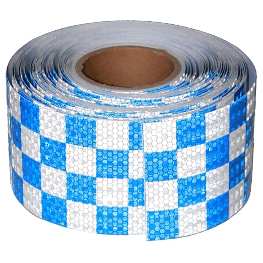 Reflective Tape Blue and White 4 inch X 166 feet, Outdoor Waterproof Hazard by tuyrchu