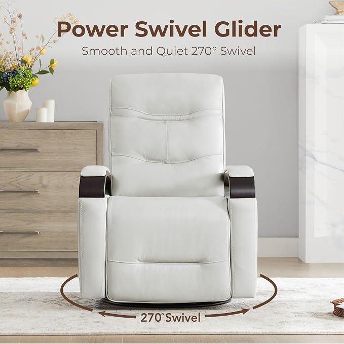 CHITA Genuine Leather Power Swivel Glider Rocker Recliner, FSC Certified Mid - Image 4