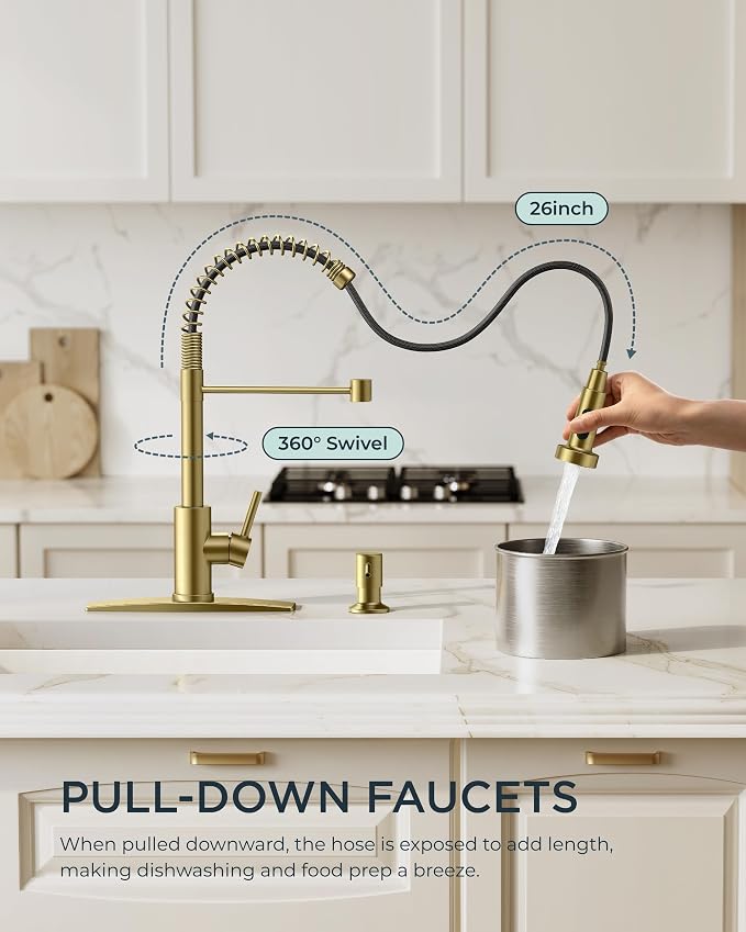 FORIOUS Kitchen Faucet with Soap Dispenser, Farmhouse Camper Bar Laundry Room - Image 2
