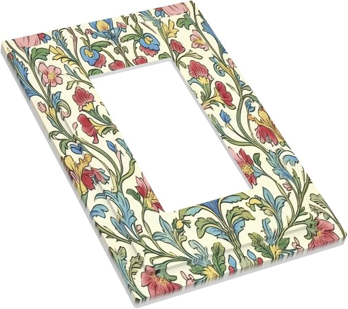 Decorative Outlet Covers Boho Red Floral Morris Plant Leaves 1 Gang Single - Image 3