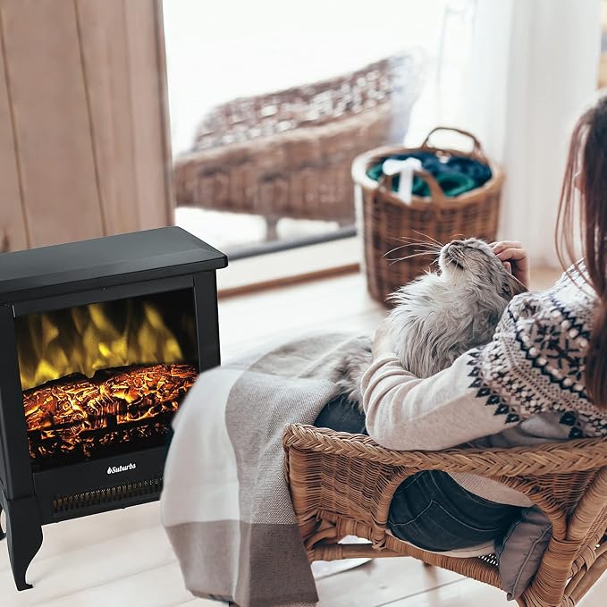 TURBRO Suburbs TS17 Compact Electric Fireplace Stove, 18” Freestanding Stove - Image 7