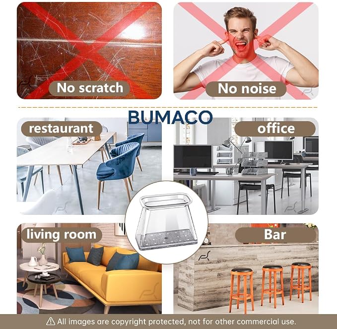 BUMACO Chair Leg Floor Protectors Rectangle Chair Leg Protectors - Image 3
