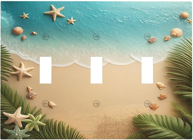 Decorative Switch Plates Summer Beach Themed Starfish Seashells 3 Gang Wall by LightSwitchCover