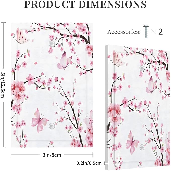 Cherry Floral Watercolor Pink Flowers Butterfly Light Switch Cover Plate 1 Gang - Image 5