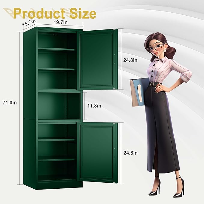 67" Tall Narrow Storage Cabinet Metal Bathroom Cabinet - Image 3