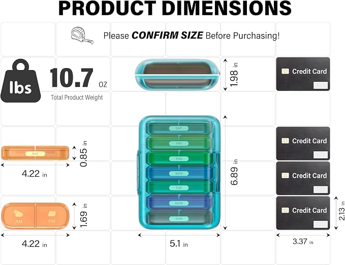 Weekly Pill Organizer 2 Times a Day, 7 Day Pill Box 2 Times, Portable - Image 6