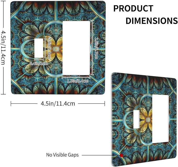 Light Switch Cover Boho Fractal Mandala 2 Gang Toggle Rocker Combo Wall Plates - Image 4