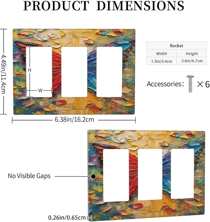 Light Switch Covers Colorful Butterfly Animal Insects Wall Art Abstract 3 Gang - Image 5