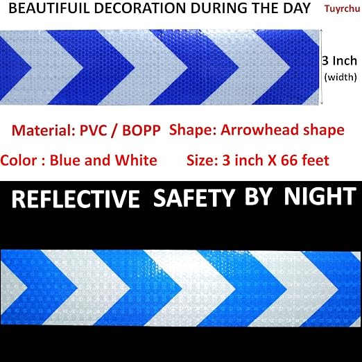 Blue and White Reflective Tape Outdoor Waterproof 3 inch X 66 feet, High - Image 3