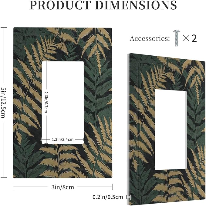 Decorative Outlet Covers Botanical Fern Green Leaf Forest 1 Gang Single Rocker - Image 5