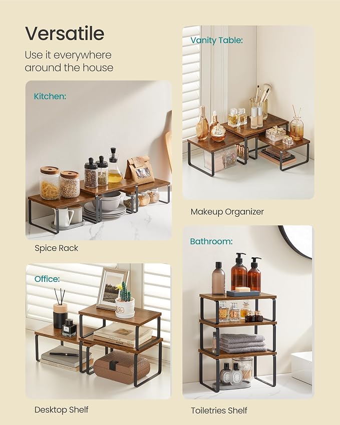 SONGMICS Cabinet Organizer Shelf, Kitchen Storage, Spice Rack, Expandable - Image 5