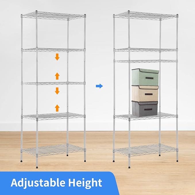 BestOffice | 5-Tier Wire Storage Shelves | 14x24x60 | Chrome | - Image 5