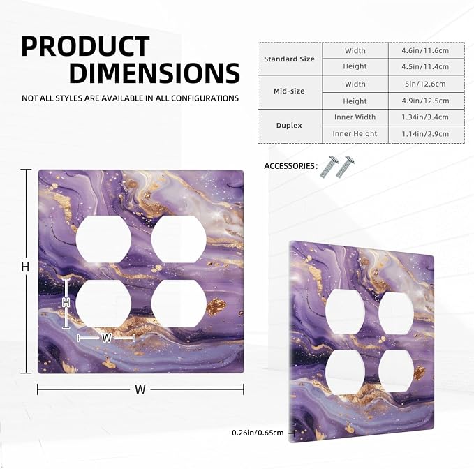 Luxury Marble Texture Purple And Gold Abstract Print Outlet Covers 2 Gang - Image 5