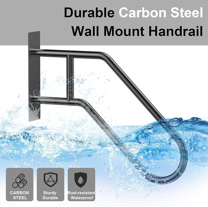 Handrails for Outdoor Steps, U-Shaped Stair Railing Indoor, 1-3 Step Porch&Deck - Image 3