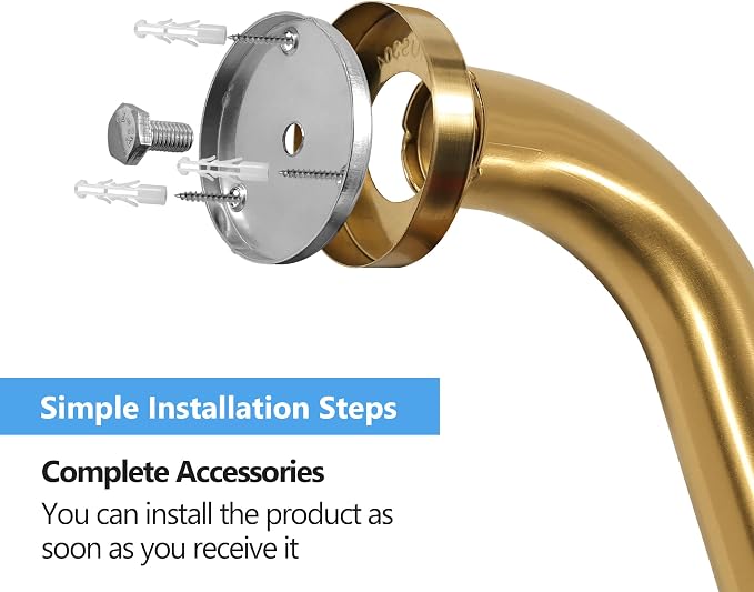 Shower Grab Bar, 2 Pack 39.4 Inch Gold Bathroom Grab Bar, 1.25" Diameter 304 - Image 3