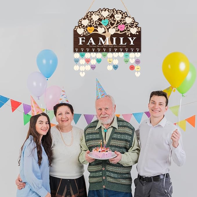 KAlRNE Family Tree Birthday Reminder Board, Family Sign Wooden Plaques - Image 4