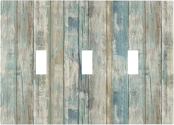 Tea Vintage Wood Plank Distressed Grain Rustic Shiplap Board 3 Gang Light by Spshian