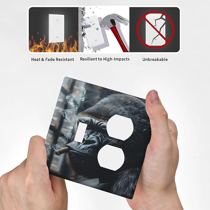 Funny Animal Smoking Black Orangutan Wallplates 1 Toggle 1 Duplex Switch Plate - Image 6