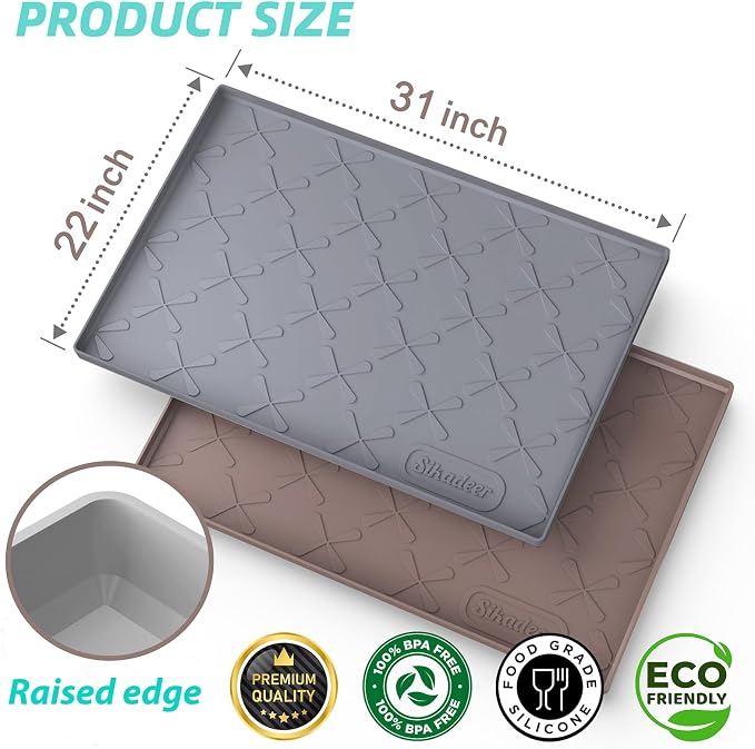 SIKADEER 31" x 22" Under Sink Mat Waterproof, Silicone Mat Kitchen Drawer Shelf - Image 5