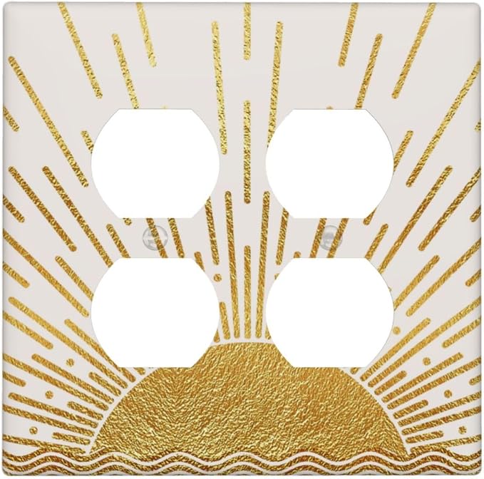 Mid Century Boho Golden Sun Sunrise Sunset Outlet Covers 2 Gang Double Duplex by Unknown