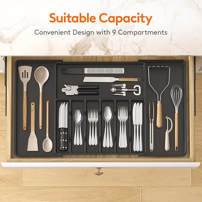 Lifewit Silverware Drawer Organizer, Expandable from 18.7 to 33 inches - Image 3