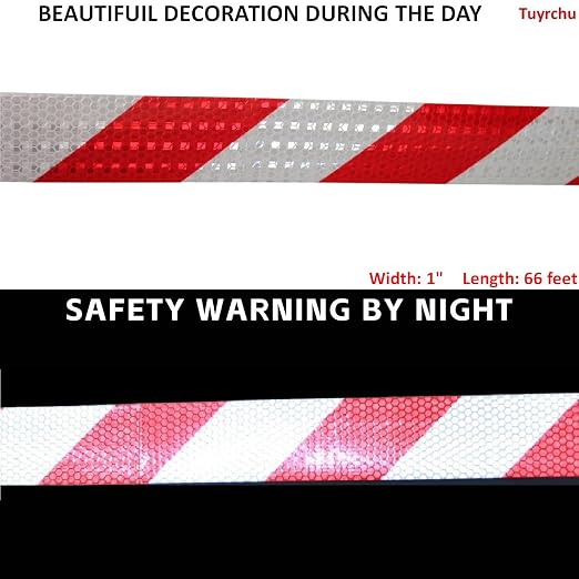 Red and White Reflective Tape Outdoor Waterproof 1 inch Wide, High Visibility - Image 3