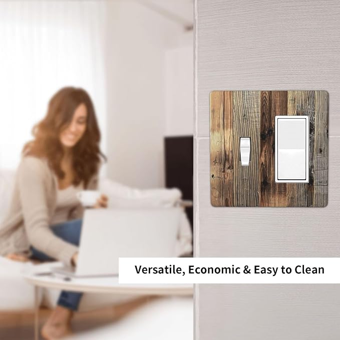 Barn Brown Wood Rustic Weathered Wood Print Outlet Covers 1 Toggle 1 Rocker - Image 6