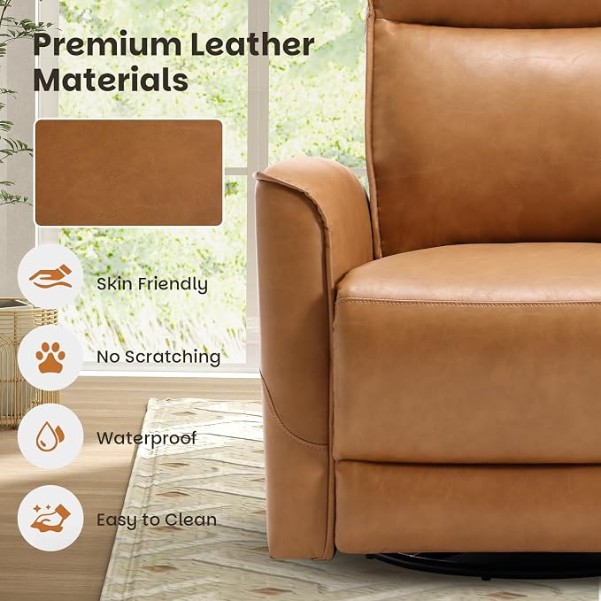 CANMOV Leather Recliner Chair, Swivel Rocker Recliner Chair, 360°Swivel Nursery - Image 8