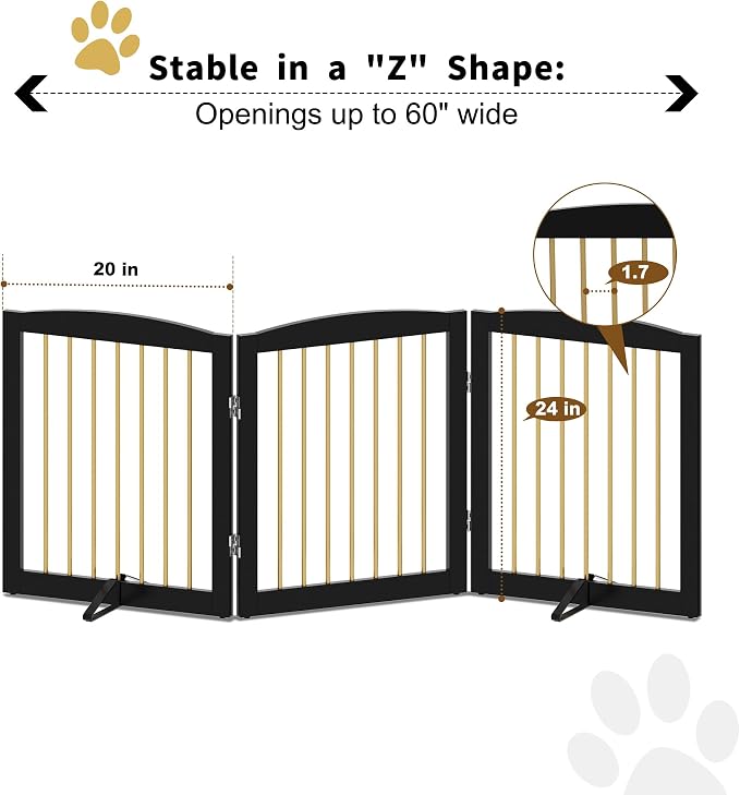 Freestanding Pet Gate for Dogs, Foldable Wooden Dog Gate for House, Indoor Dog - Image 5
