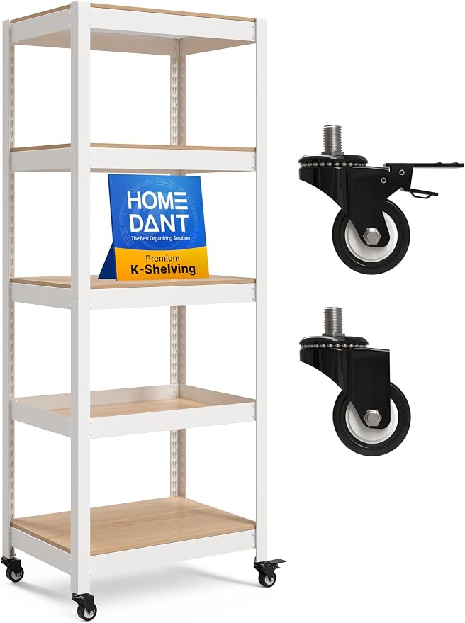 HOMEDANT House 5-Tier Metal Rolling Cart Shelf Rack Casters Heavy Duty by TheBestOrganizingSolution
