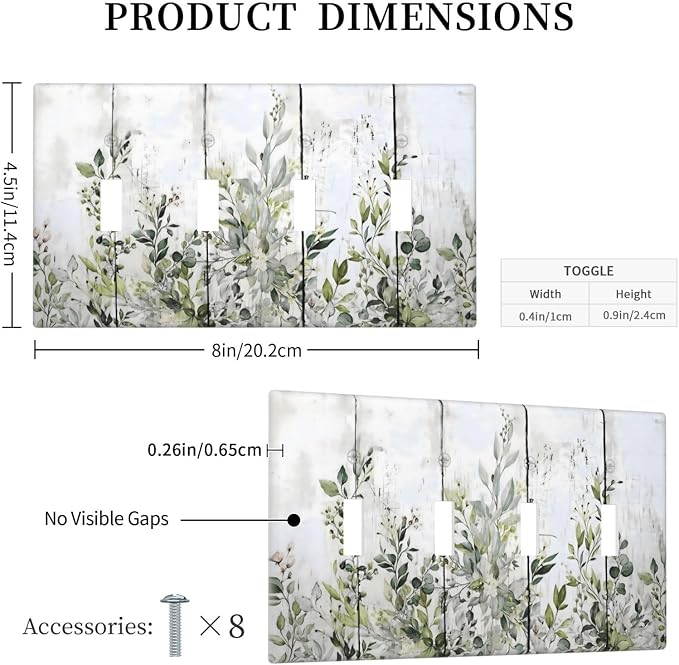 Sage Green Eucalyptus Rustic Country Botanical Leaf Flower Light Switch Covers - Image 5