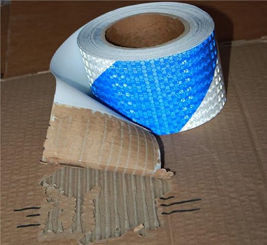 Blue and White Reflective Tape Outdoor Waterproof 3 inch X 66 feet, High - Image 2