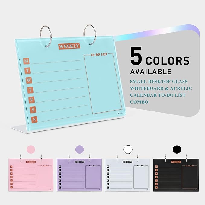Desktop Glass Dry Erase & Acrylic Aesthetic Calendar Weekly to-do List Combo - Field & Grace