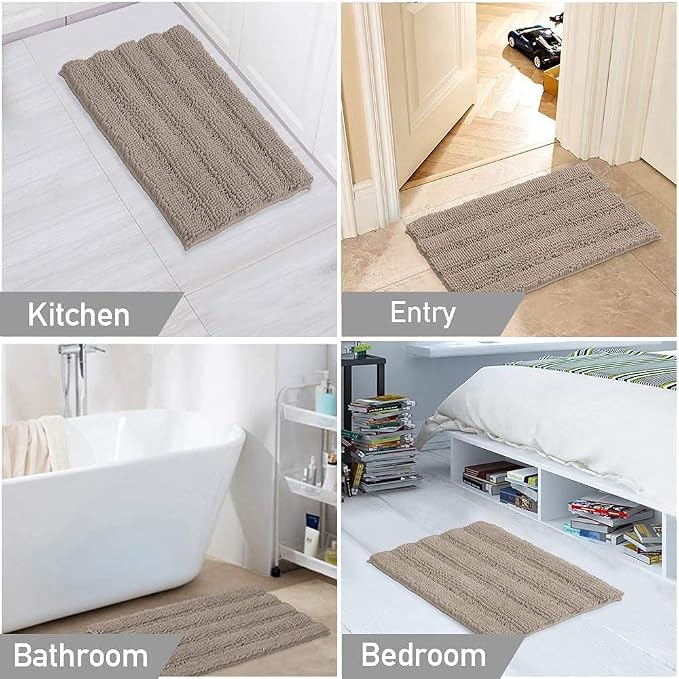 Turquoize Bathroom Rugs Shaggy Chenille Bath Rug Non Slip Thick Shaggy Bath Mats - Image 6