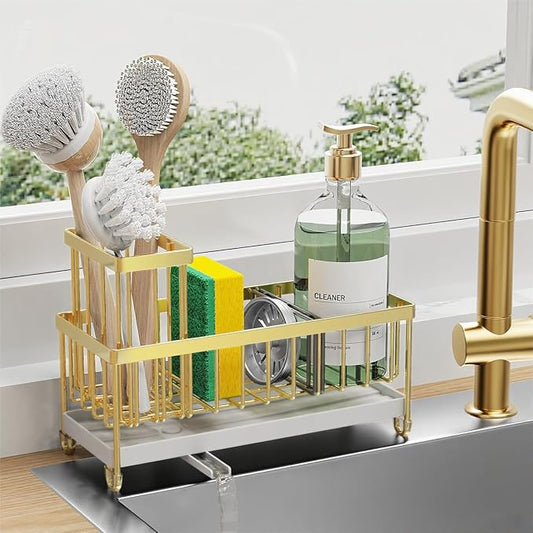 Cisily Gold Sponge Holder for Kitchen Sink, Sink Caddy Organizer by CISILYHOMELIFE