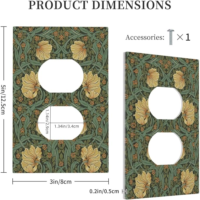 Outlet Covers William Morris Floral Vintage Flowers Pattern 1 Gang Duplex Wall - Image 5