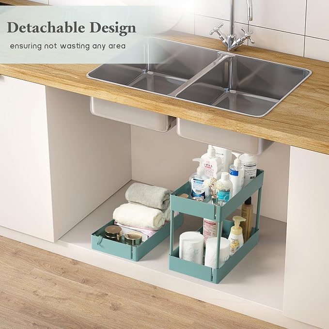 danpinera Storage Cart on Wheels, 3 Tier Bathroom Cart Organizer Slim Laundry - Image 6