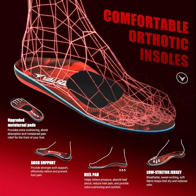 VALSOLE 250+ lbs Plantar Fasciitis High Arch Support Insole - Image 3
